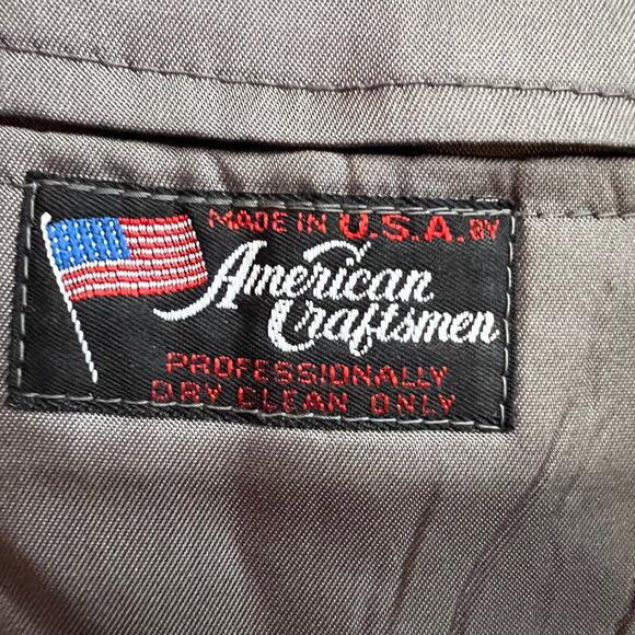 American Craftsman Blazer Mens 40 Herringbone Black Wool Sport Coat - Picture 7 of 13